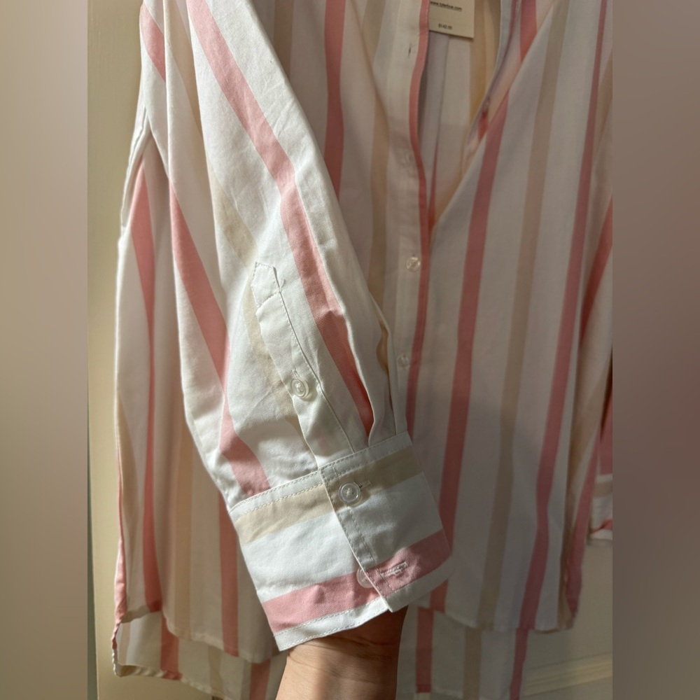 Tyler Boe Pink and Cream Striped Button Down Shirt - Picture 4 of 6